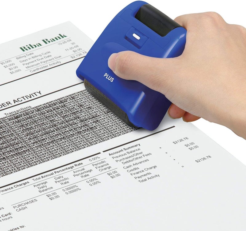 Plus Identity Theft Prevention Wide Roller Security Stamp Kit, Blue - Image 2