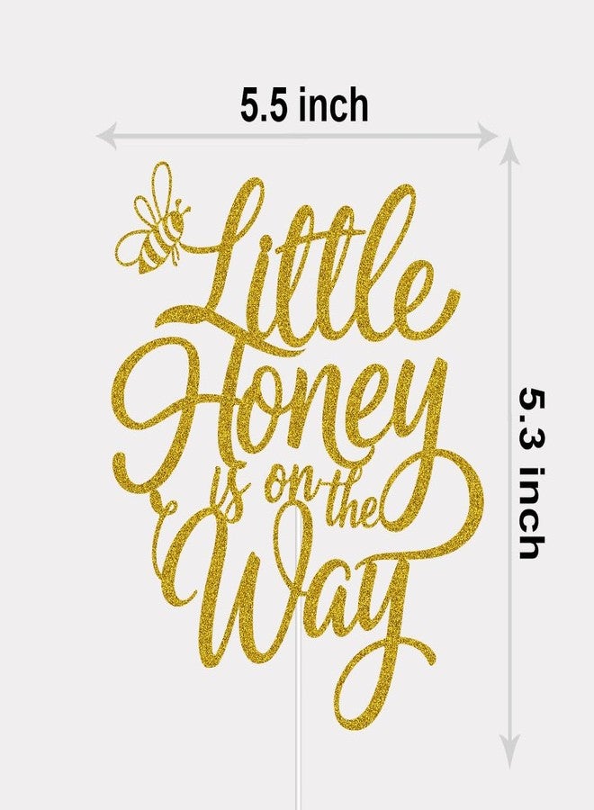 ZLPDS Little Honey is on the Way Cake Topper Bee Theme Pregnancy Announcement Baby Shower Gender Reveal Party Decorations Gold Glitter - Image 2