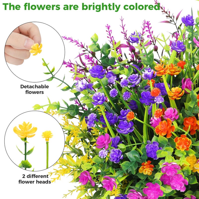 Besteek 20 Bundles Artificial Flowers for Outdoors Fake Plastic Flowers UV Resistant Realistic Faux Plants Shrubs for Spring Summer Garden Porch Yard Patio Planter Window Box Home Decor, Mixedcolor - Image 3