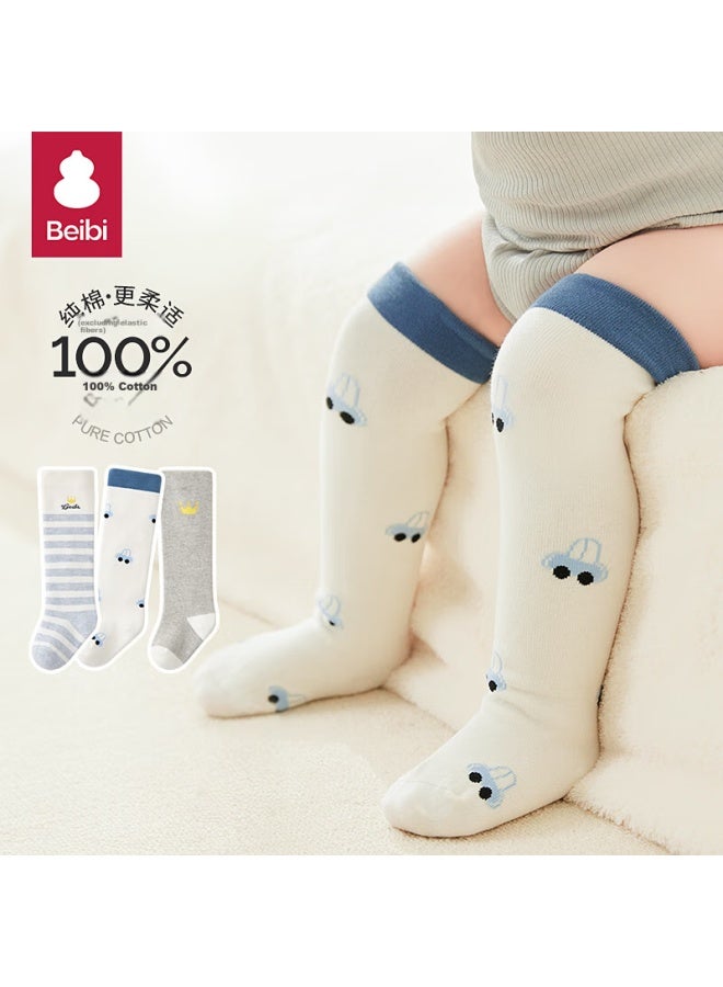 Beibi Baby Knee-high Socks, Spring And Autumn, 100% Pure Cotton, Newborn Over-knee Socks, Baby Long Socks, 0-6 Months - Image 1