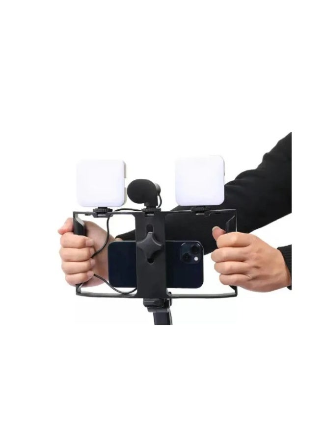 PLOKAMA طقم صنع الفيديو LED سيلفي PK 778 – طقم تصوير محمول مع حامل ثلاثي، ضوء LED قابل للتعتيم، ميكروفون وحامل هاتف – طقم منشئي الفيديو ليوتيوب، تيك توك، إنستغرام، البث المباشر، زووم، إنشاء المحتوى - Image 4