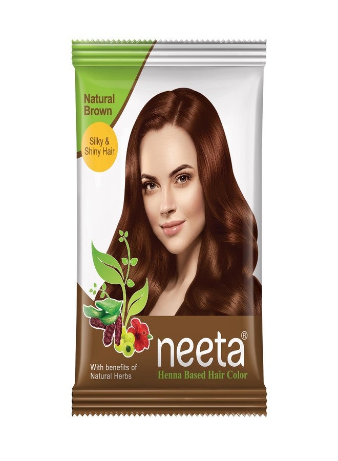 Neeta Hair Color Powder Natural Henna Based Hair Color With The Power Of Natural Herbs For Smooth & Silky Hair 15Gm Natural Brown - Image 2