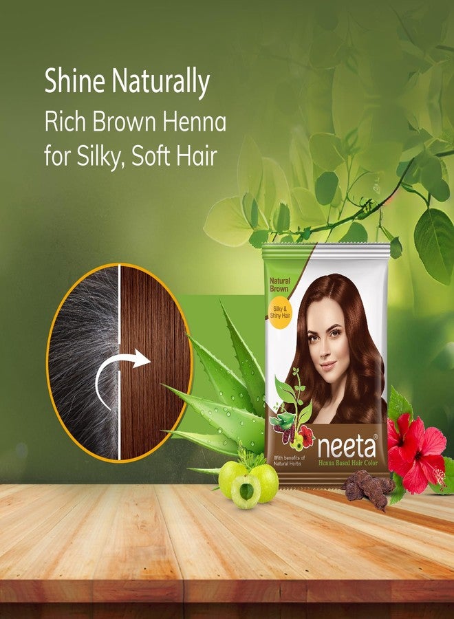 Neeta Hair Color Powder Natural Henna Based Hair Color With The Power Of Natural Herbs For Smooth & Silky Hair 15Gm Natural Brown - Image 4