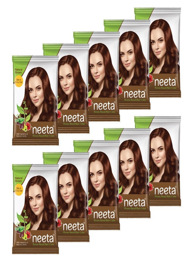 Neeta Hair Color Powder Natural Henna Based Hair Color With The Power Of Natural Herbs For Smooth & Silky Hair 15Gm Natural Brown - Image 1
