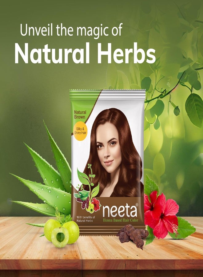 Neeta Hair Color Powder Natural Henna Based Hair Color With The Power Of Natural Herbs For Smooth & Silky Hair 15Gm Natural Brown - Image 3