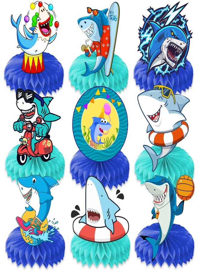 9PCS Shark Honeycomb Centerpieces Themed Birthday Party Decorations Ocean Sea Animals Centerpiece Table Decoration Party Favors Decor Supplies Gifts for Boys Girls Men Women - Image 1