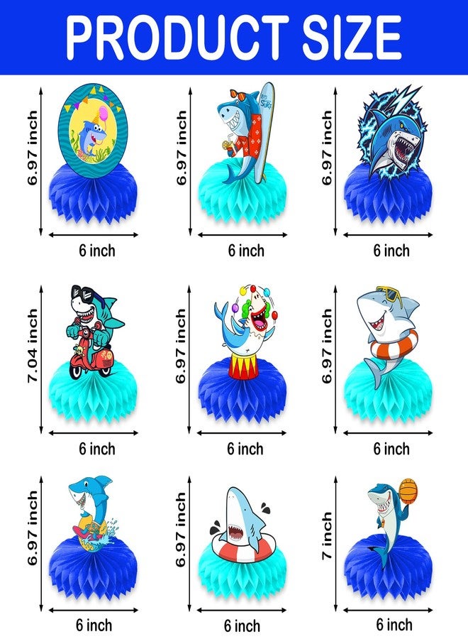 9PCS Shark Honeycomb Centerpieces Themed Birthday Party Decorations Ocean Sea Animals Centerpiece Table Decoration Party Favors Decor Supplies Gifts for Boys Girls Men Women - Image 2