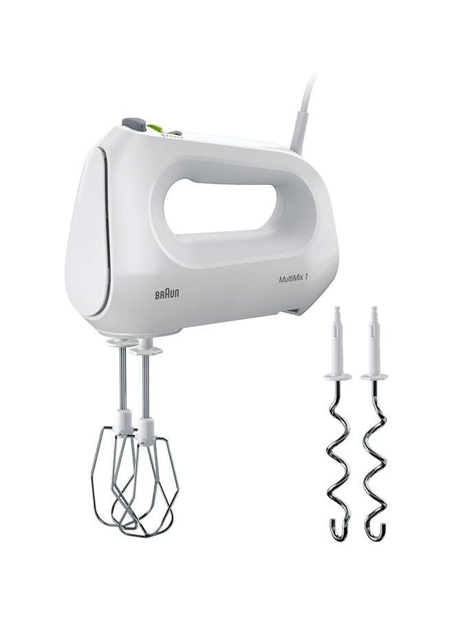 BRAUN Hand Mixer 400W 4 Speeds Turbo Smart Mix 2 Stainless Steel Whisks 2 Stainless Steel Hooks Hm1010Wh White - Image 1