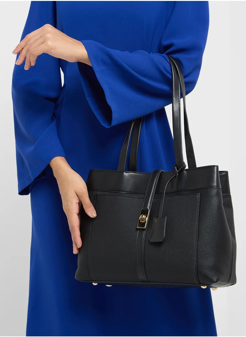 Khizana Clasp Detail Mediumtote Bag