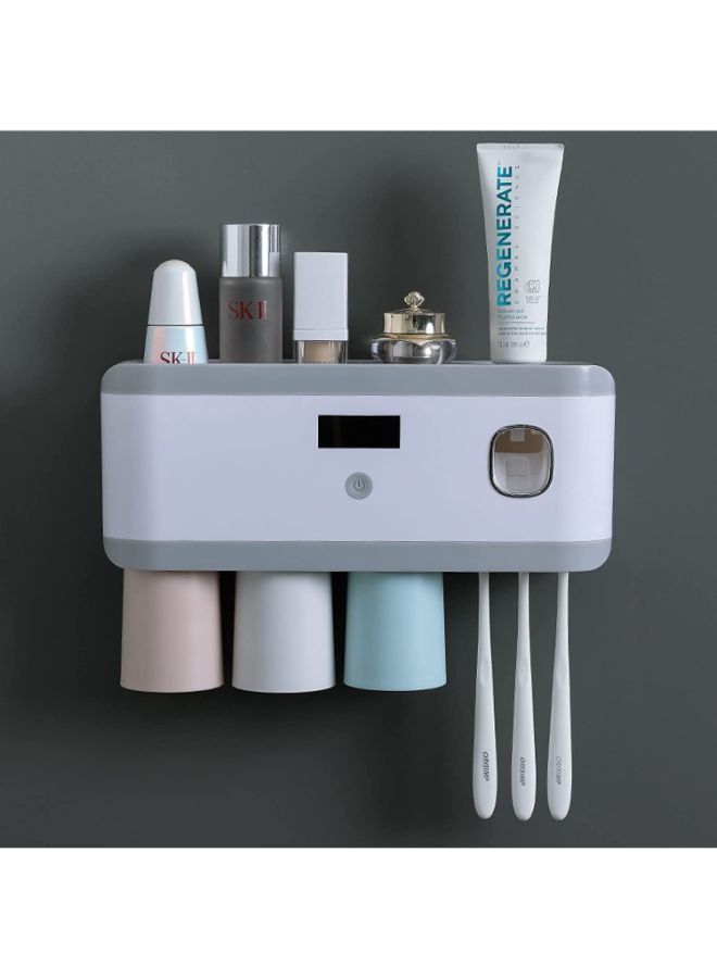 Wall Mounted Toothpaste Dispenser With UV Toothbrush Sterilizer Holder - Image 1