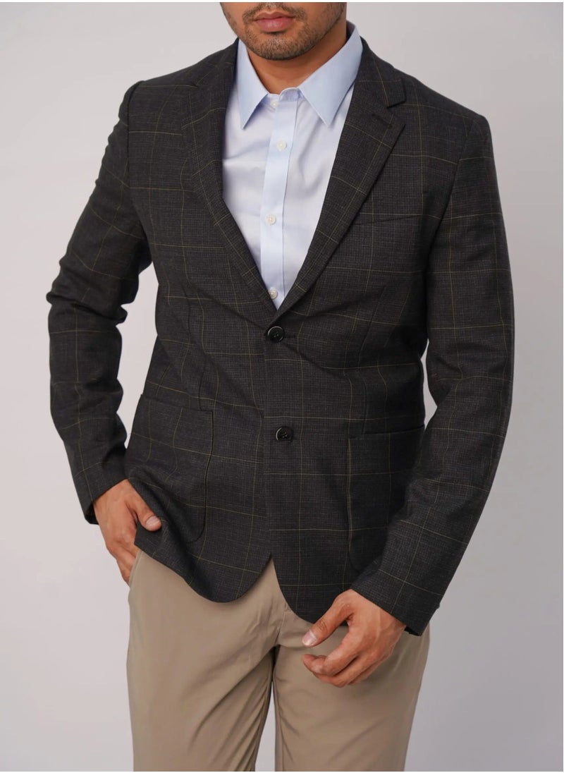 JACK & JONES - Men’s Double Button Tuxedo Formal Blazer in Dark Grey - Image 1
