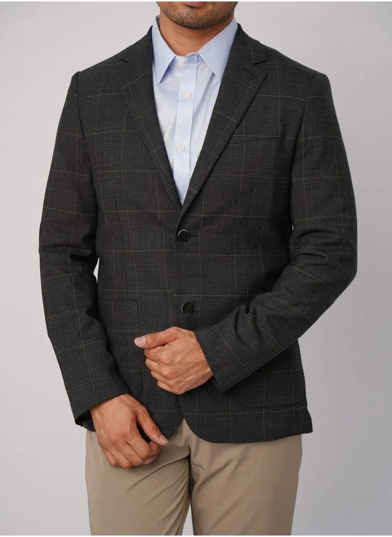 JACK & JONES - Men’s Double Button Tuxedo Formal Blazer in Dark Grey - Image 1