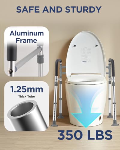 Brosive Toilet Safety Rails for Seniors, Adjustable & Foldable Toilet Frame for Elderly and Disabled, Handicap Toilet Handles Fits Any Toilet (350 lb) - Image 4