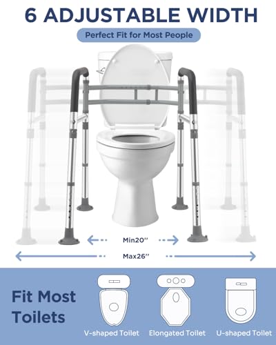 Brosive Toilet Safety Rails for Seniors, Adjustable & Foldable Toilet Frame for Elderly and Disabled, Handicap Toilet Handles Fits Any Toilet (350 lb) - Image 3
