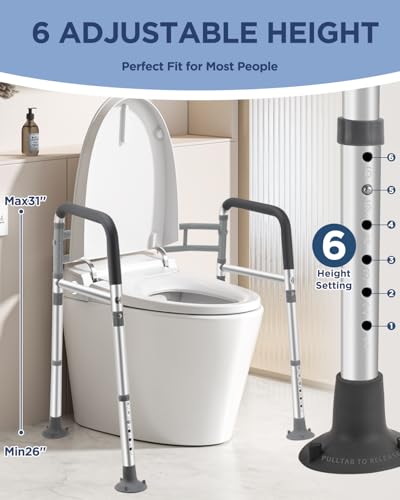 Brosive Toilet Safety Rails for Seniors, Adjustable & Foldable Toilet Frame for Elderly and Disabled, Handicap Toilet Handles Fits Any Toilet (350 lb) - Image 2