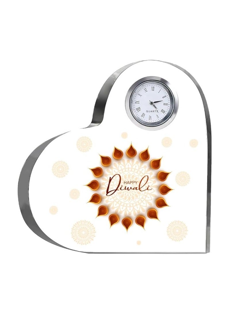 Diwali Special Heart-Shaped Crystal Clock Gift-Thoughtful Presents For Diwali Gifts For Your Friends And Family  - Image 1
