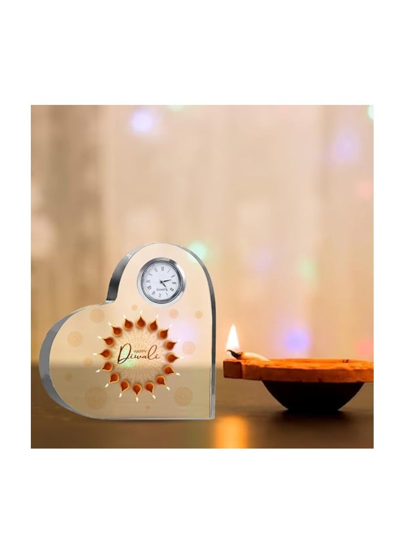 Diwali Special Heart-Shaped Crystal Clock Gift-Thoughtful Presents For Diwali Gifts For Your Friends And Family  - Image 2