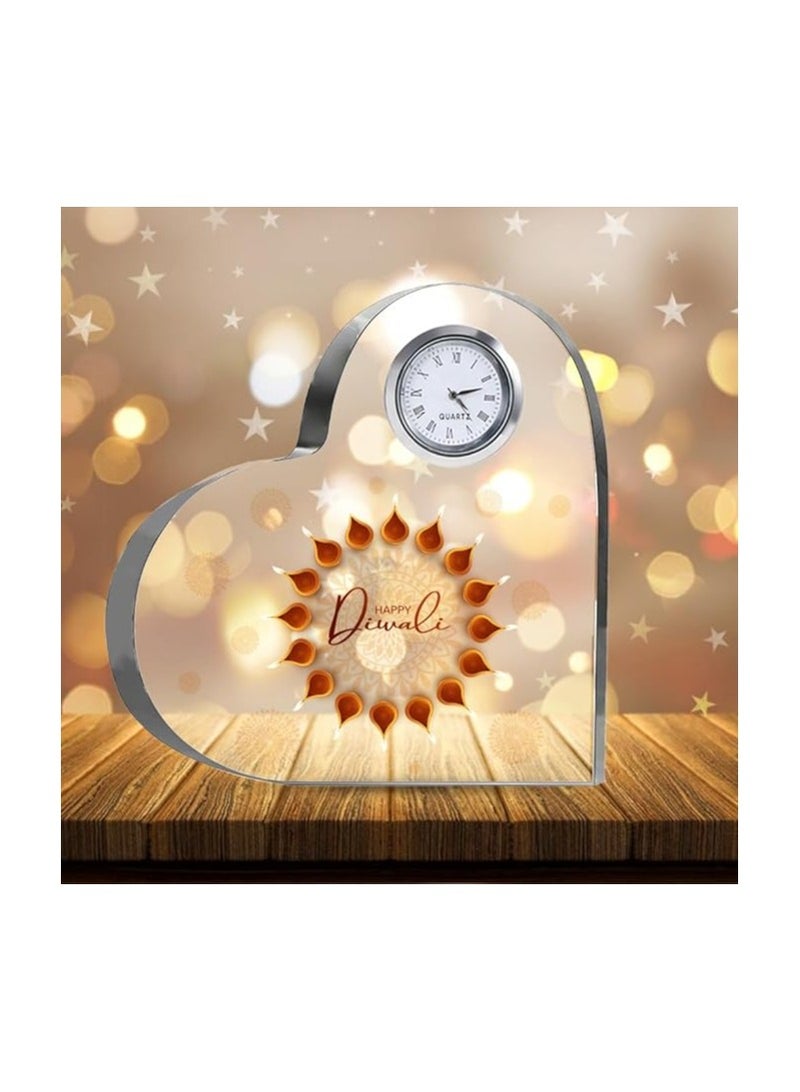 Diwali Special Heart-Shaped Crystal Clock Gift-Thoughtful Presents For Diwali Gifts For Your Friends And Family  - Image 3