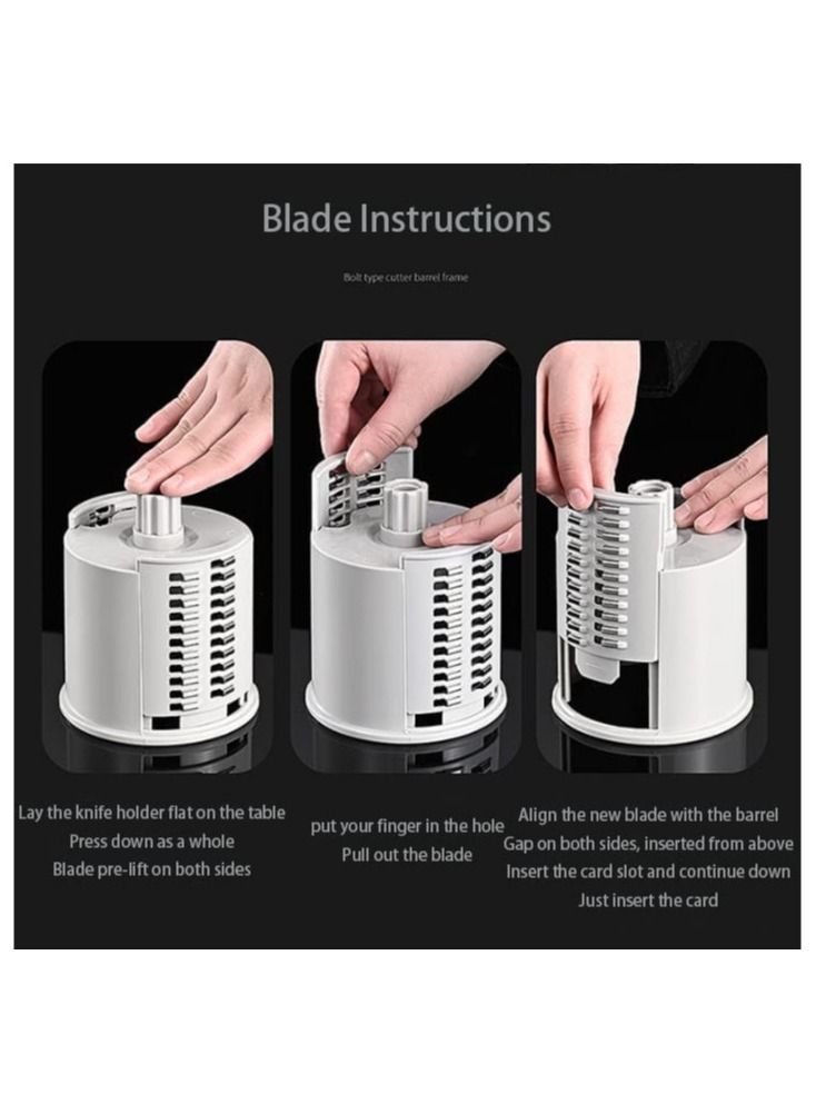 Multifunctional Vegetable Grater Fruit Vegetable Slicer Easy Clean 4 in 1 Adjustable Handheld Vegetable Slicer Spiral Drum Slicer Assorted - Image 4