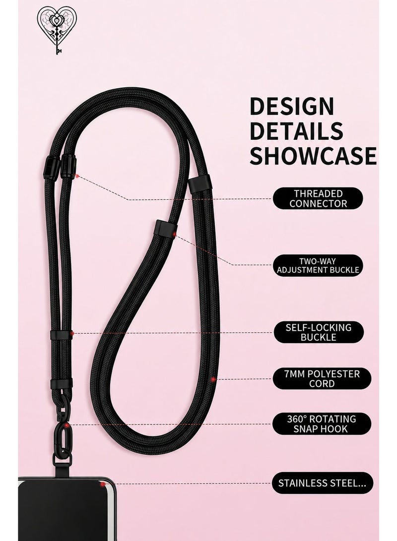 KeyAmor Black Lanyard with Badge Holder Set - 3-in-1 Adjustable Neck Strap, Wrist Strap and Crossbody ID Card Holder - Office, School and Event Employee Badge Lanyard with Detachable Clip - Image 4