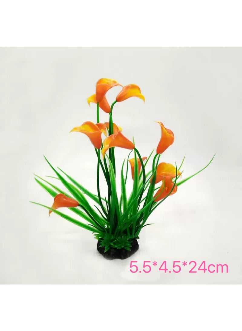 HUANXIN HOME Artificial Aquarium Plants Soft Decorative Water Plants for Fish Tank Elegant Base for Decoration，1PCS - Image 1