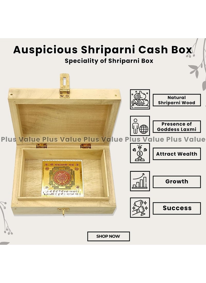 Plus Value Plus Value Auspicious Shriparni Cash Box Vastu Products For Wealth Money Finance Home Office Factory Shop Tijori Decor Housewarming Gifts Size 85 x 55 inches Wooden  - Image 3