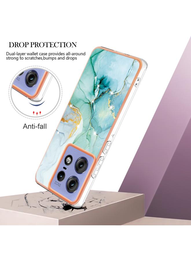 اس-توب جراب لهاتف Motorola Edge 50 Pro، جراب IMD مزدوج الجوانب من الرخام المطلي بالكهرباء - Image 4