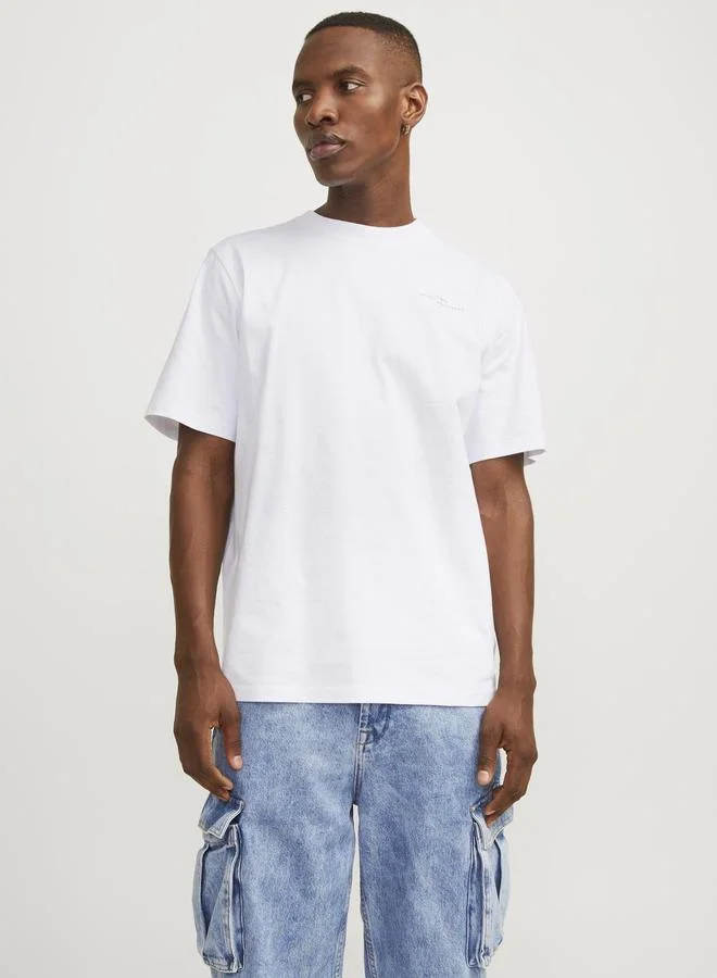 جاك اند جونز Cotext Slogan Print Crew Neck T-Shirt