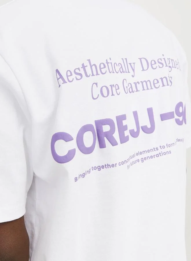جاك اند جونز Cotext Slogan Print Crew Neck T-Shirt