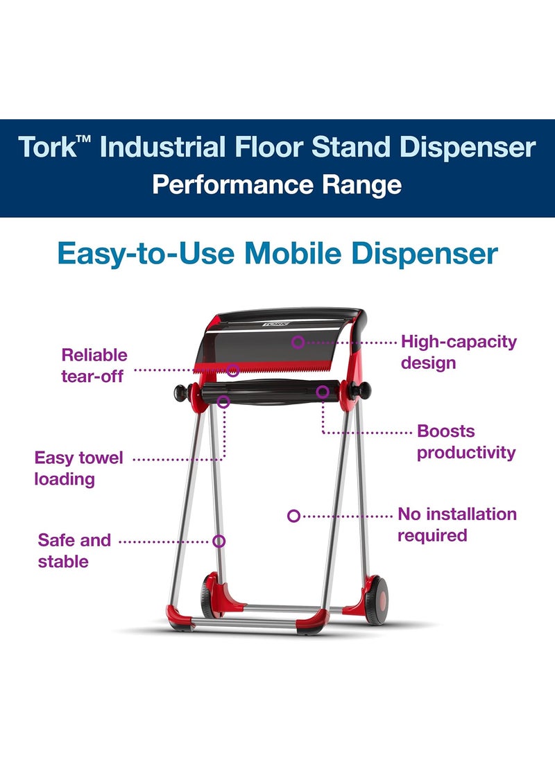 Tork Tork Industrial Floor Stand Paper Towel Roll Dispenser Red W1 Mobile 6520281  - Image 2