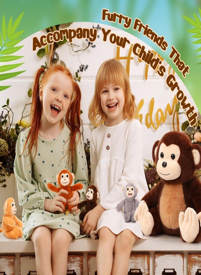 Aoriher 5 Pieces Monkey Plush Toy Set 1 Mommy Monkey Stuffed Animal with 4 Cute Plush Babies in Her Tummy 13 Inch Cuddly Monkey Plushie Gifts for Christmas Boys Girls Birthday Party(Cute Style) - Image 4