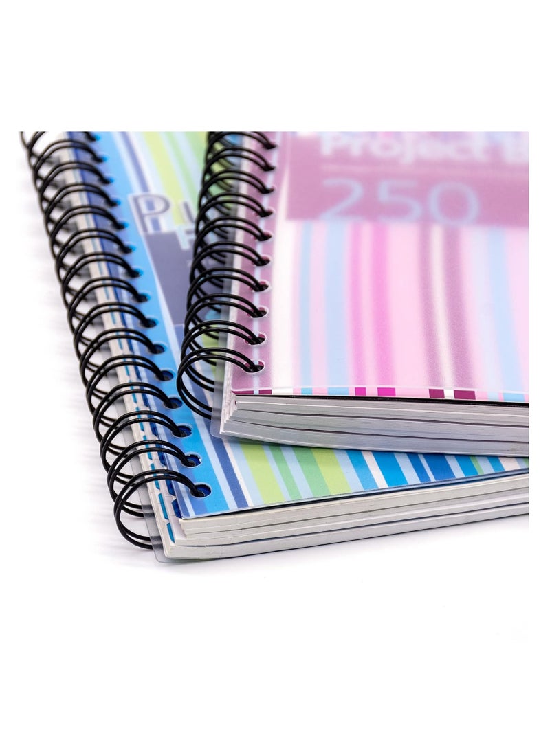 Pukka Pad - 1 Pukka Pad, A5 Striped Project Notebook -Pack - 21 x 14.9cm - Wirebound Notebook with 8mm Feint Ruled Lines on 80GSM Paper – Includes 3 Repositionable Dividers with Storage Pockets - 250 Pages - Image 1