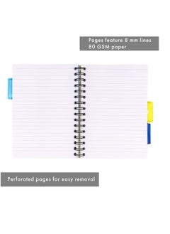Pukka Pad 1 Pukka Pad, A5 Striped Project Notebook -Pack - 21 x 14.9cm - Wirebound Notebook with 8mm Feint Ruled Lines on 80GSM Paper – Includes 3 Repositionable Dividers with Storage Pockets - 250 Pages  - Image 3