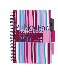 Pukka Pad 1 Pukka Pad, A5 Striped Project Notebook -Pack - 21 x 14.9cm - Wirebound Notebook with 8mm Feint Ruled Lines on 80GSM Paper – Includes 3 Repositionable Dividers with Storage Pockets - 250 Pages  - Image 1