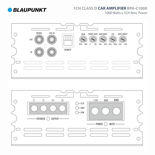 Blaupunkt مضخم الصوت أحادي القناة BLAUPUNKT BPA-C1000 Elite C-Series - 1000 واط × 1 قناة RMS - 2000 واط أقصى طاقة - أسود - Image 4