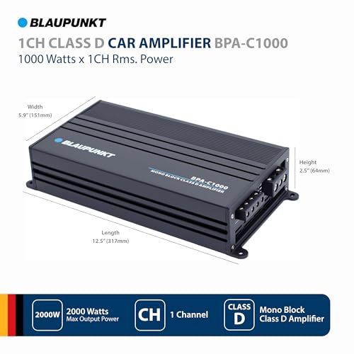 Blaupunkt مضخم الصوت أحادي القناة BLAUPUNKT BPA-C1000 Elite C-Series - 1000 واط × 1 قناة RMS - 2000 واط أقصى طاقة - أسود - Image 2