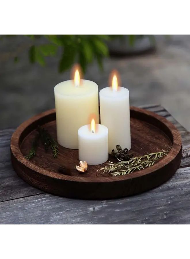 Large Rustic Round Wooden Serving Tray With Floral Centerpiece Farmhouse Decor - Image 2