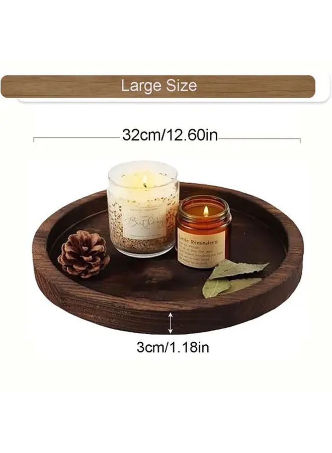 Large Rustic Round Wooden Serving Tray With Floral Centerpiece Farmhouse Decor - Image 5