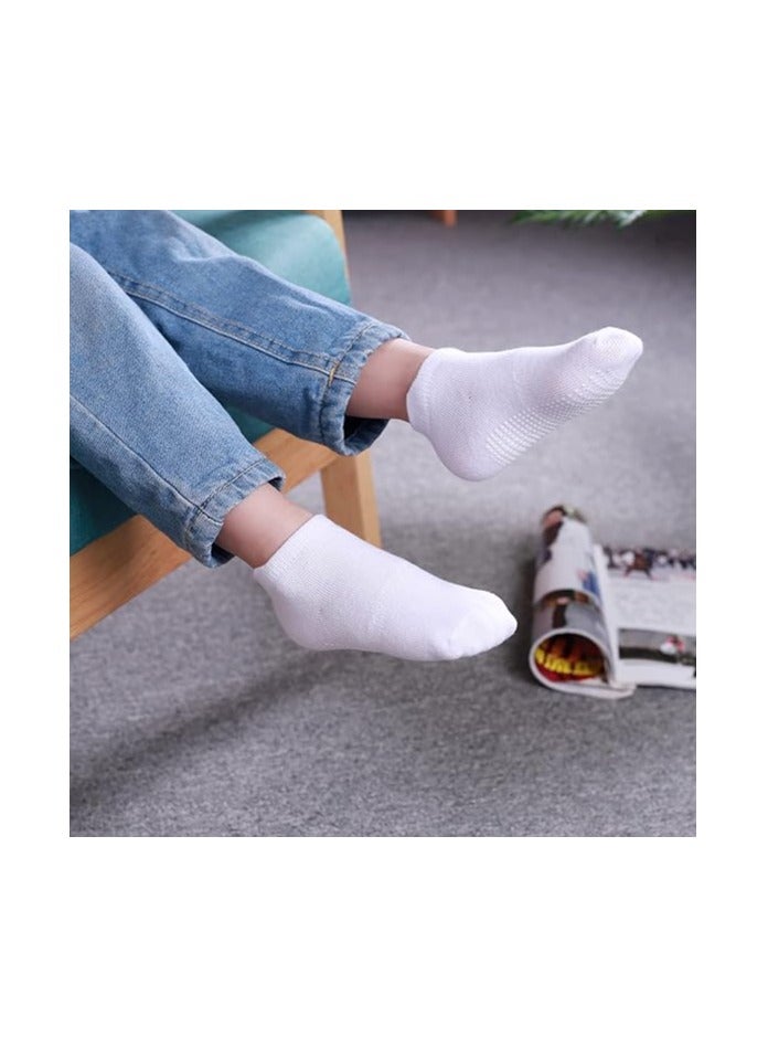 VIUAUAX جوارب بكعب صغير مطاطي منقط غير قابل للانزلاق، جوارب أطفال، جوارب أرضية بلون موحد، جوارب أطفال 12 زوجًا جوارب كاحل أطفال مضادة للانزلاق مع مقابض مانعة للانزلاق للأطفال الصغار الأولاد والبنات (12 زوجًا - أسود، أبيض، رمادي, - Image 4