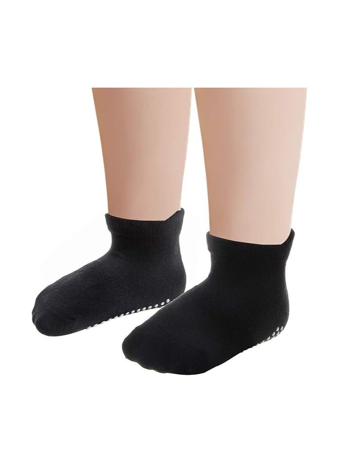 VIUAUAX جوارب بكعب صغير مطاطي منقط غير قابل للانزلاق، جوارب أطفال، جوارب أرضية بلون موحد، جوارب أطفال 12 زوجًا جوارب كاحل أطفال مضادة للانزلاق مع مقابض مانعة للانزلاق للأطفال الصغار الأولاد والبنات (12 زوجًا - أسود، أبيض، رمادي, - Image 5