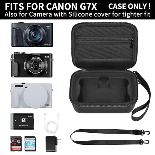 ANKHOH Case for Canon PowerShot G7X Mark III/II, SX740/ 720 4K Digital Vlogging Camera, Point and Shoot Video Camera Bag With Padded Divider Holds SD Cards. Strap is Attached for Travel- Black(Box Only) - Image 2