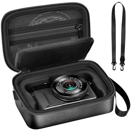 ANKHOH Case for Canon PowerShot G7X Mark III/II, SX740/ 720 4K Digital Vlogging Camera, Point and Shoot Video Camera Bag With Padded Divider Holds SD Cards. Strap is Attached for Travel- Black(Box Only) - Image 1
