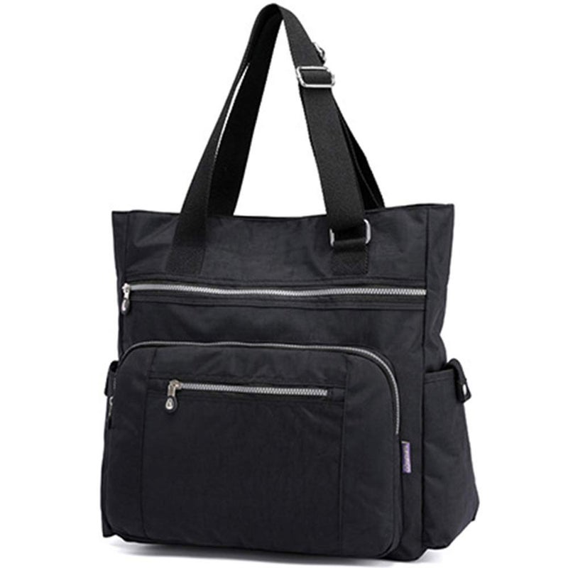 Lavogel Multi Pocket Nylon Totes Handbag Large Shoulder Bag Travel Purse Bags For Women (X-Black) - Image 1