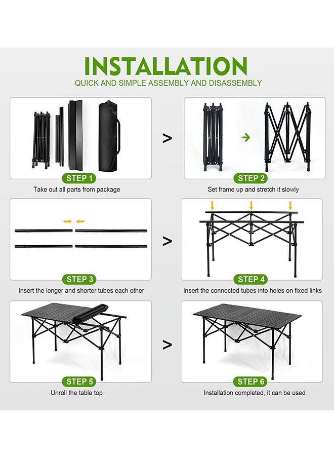 Beauenty Outdoor Camping Folding 1pcs Table+2pcs Chair Lightweight Folding Table And Chair Easy To Carry  Perfect For Outdoor  Picnic  Cooking  Beach  Hiking  Fishing (95×57×50+43×43×72cm) - Image 4