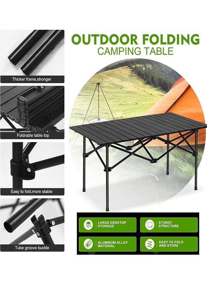Beauenty Outdoor Camping Folding 1pcs Table+2pcs Chair Lightweight Folding Table And Chair Easy To Carry  Perfect For Outdoor  Picnic  Cooking  Beach  Hiking  Fishing (95×57×50+43×43×72cm) - Image 5