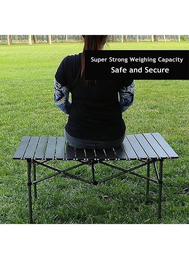 Beauenty - Outdoor Camping Folding 1pcs Table+2pcs Chair Lightweight Folding Table And Chair Easy To Carry  Perfect For Outdoor  Picnic  Cooking  Beach  Hiking  Fishing (95×57×50+43×43×72cm) - Image 1