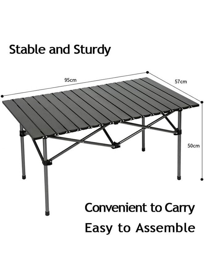 Beauenty - Outdoor Camping Folding 1pcs Table+2pcs Chair Lightweight Folding Table And Chair Easy To Carry  Perfect For Outdoor  Picnic  Cooking  Beach  Hiking  Fishing (95×57×50+43×43×72cm) - Image 1