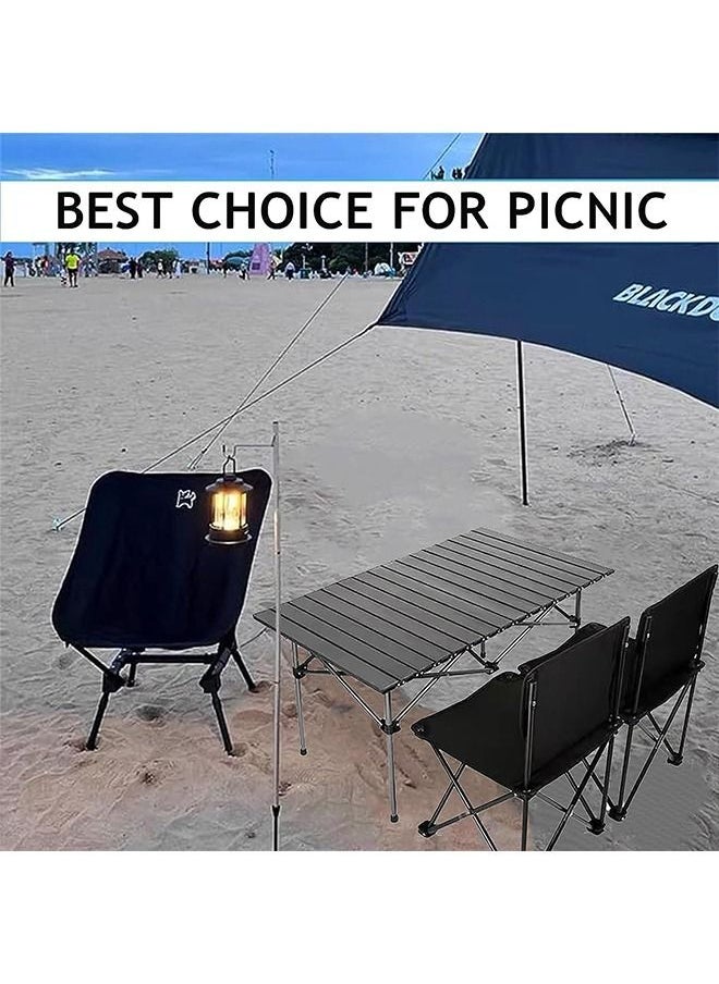 Beauenty - Outdoor Camping Folding 1pcs Table+2pcs Chair Lightweight Folding Table And Chair Easy To Carry  Perfect For Outdoor  Picnic  Cooking  Beach  Hiking  Fishing (95×57×50+43×43×72cm) - Image 1