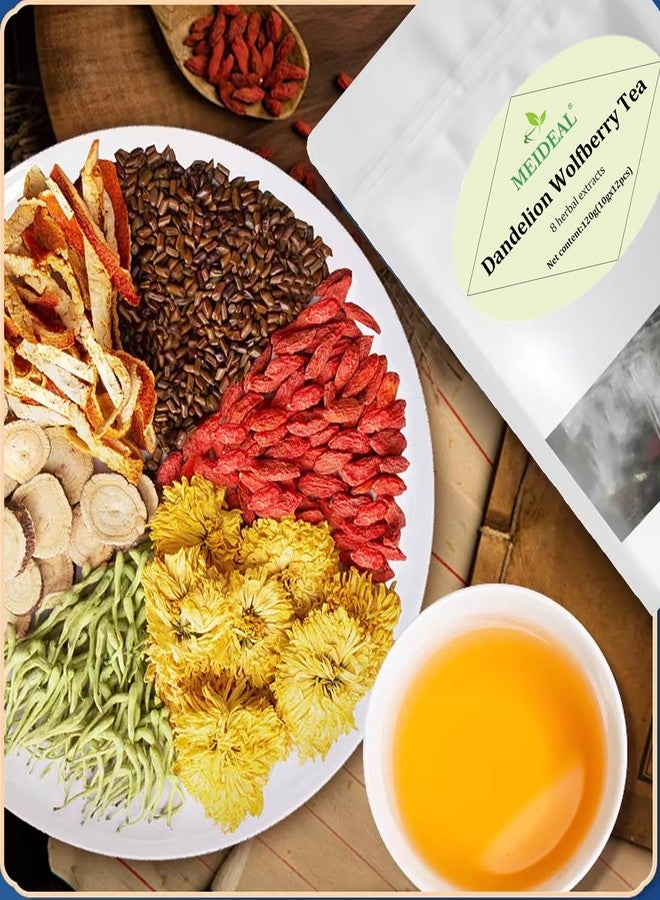 Meideal Dandelion Wolfberry Tea, 8 Natural Herbal Ingredients Blend, Dandelion Teabag Organic, Natural Chinese Wolfberry Tea Bags, Chrysanthemunn Cassia Seed (2 Bags 24 Pcs) - Image 2
