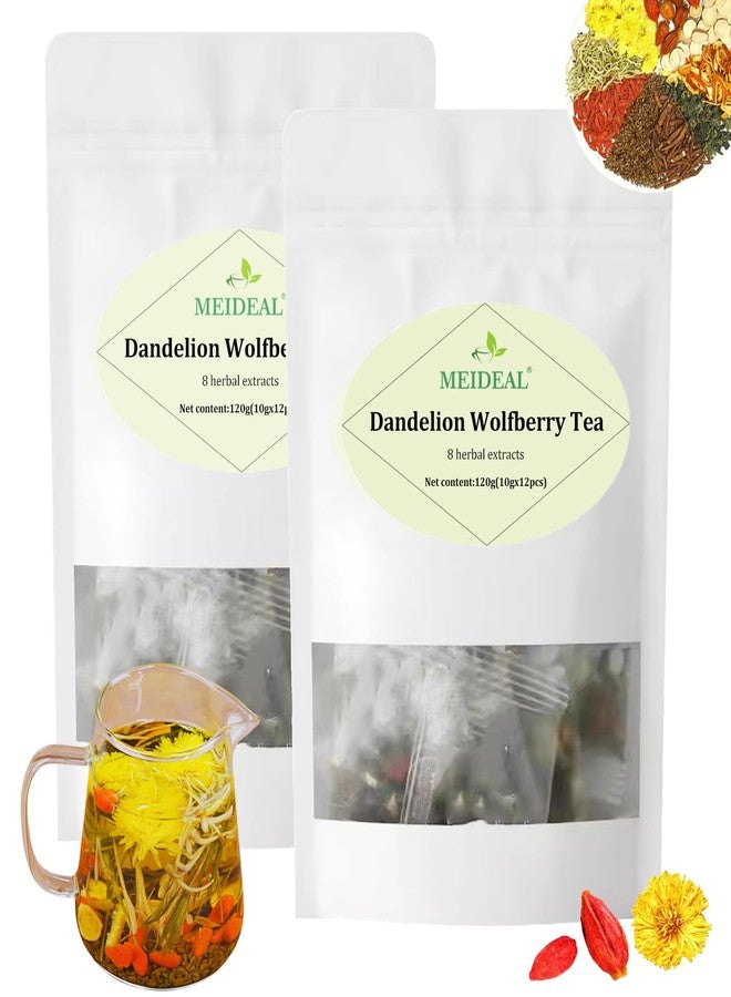 Meideal Dandelion Wolfberry Tea, 8 Natural Herbal Ingredients Blend, Dandelion Teabag Organic, Natural Chinese Wolfberry Tea Bags, Chrysanthemunn Cassia Seed (2 Bags 24 Pcs) - Image 1